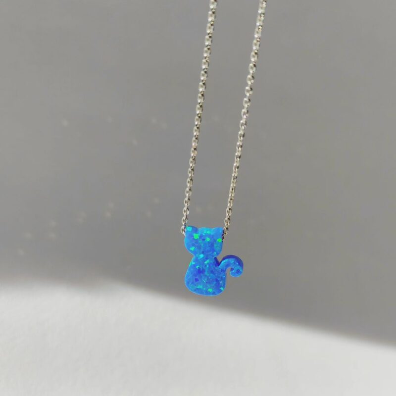 گردنبند اوپال گربه - آبی